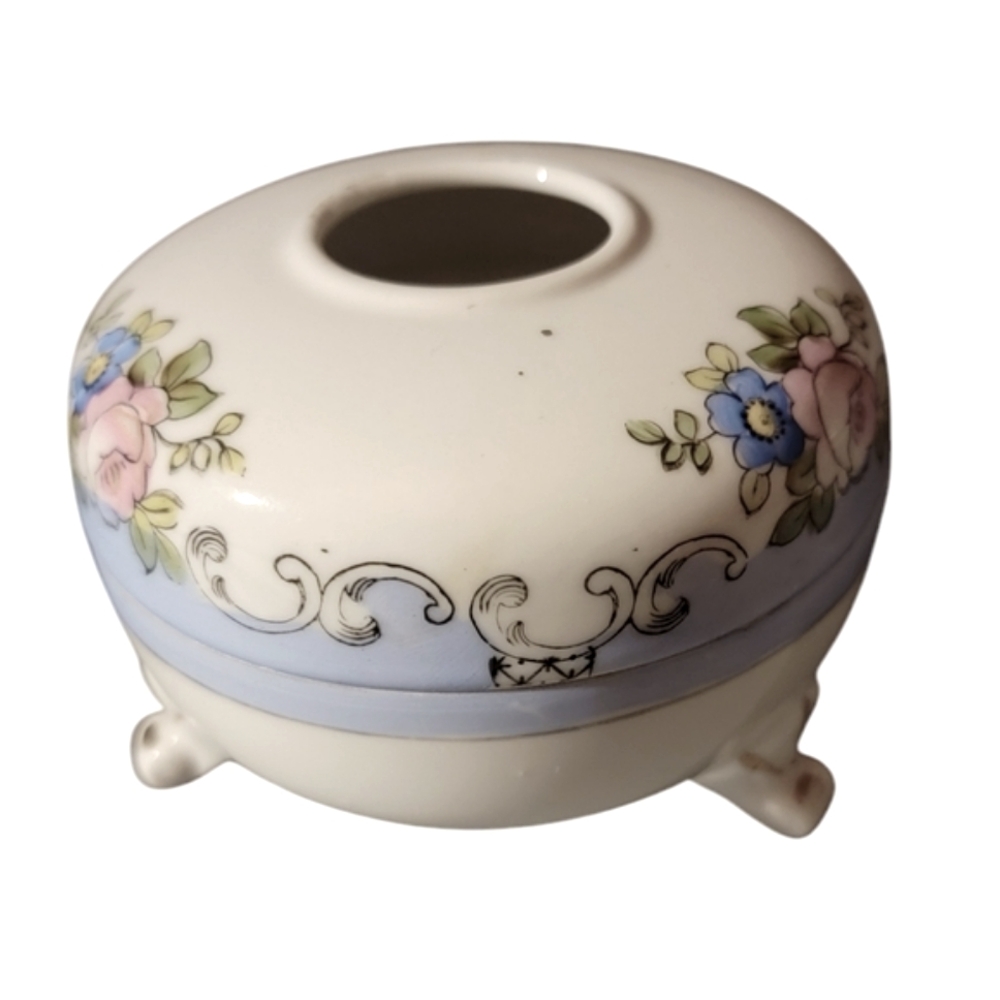 RARE! VTG 1920S! NORITAKE JAPAN Footed Hand-painted Nippon Floral Hair Receiver